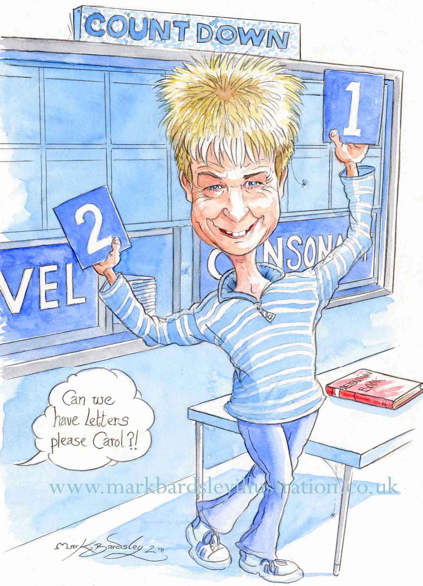 caricature of countdown contestant